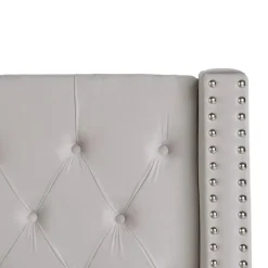 Beliani LUBBON - Bed met opbergruimte - Lichtgrijs - 140 x 200 cm - Fluweel