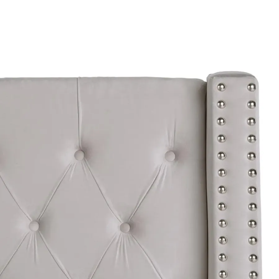Beliani LUBBON - Bed met opbergruimte - Lichtgrijs - 140 x 200 cm - Fluweel