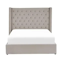 Beliani LUBBON - Bed met opbergruimte - Lichtgrijs - 140 x 200 cm - Fluweel