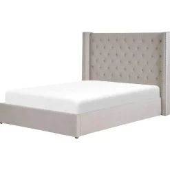 Beliani LUBBON - Bed met opbergruimte - Lichtgrijs - 140 x 200 cm - Fluweel