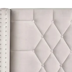 Beliani LUBBON - Bed met opbergruimte - Taupe - 140 x 200 cm - Fluweel