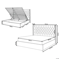 Beliani LUBBON - Bed met opbergruimte - Taupe - 140 x 200 cm - Fluweel