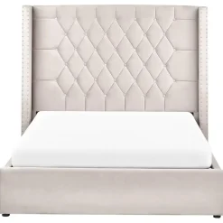 Beliani LUBBON - Bed met opbergruimte - Taupe - 140 x 200 cm - Fluweel