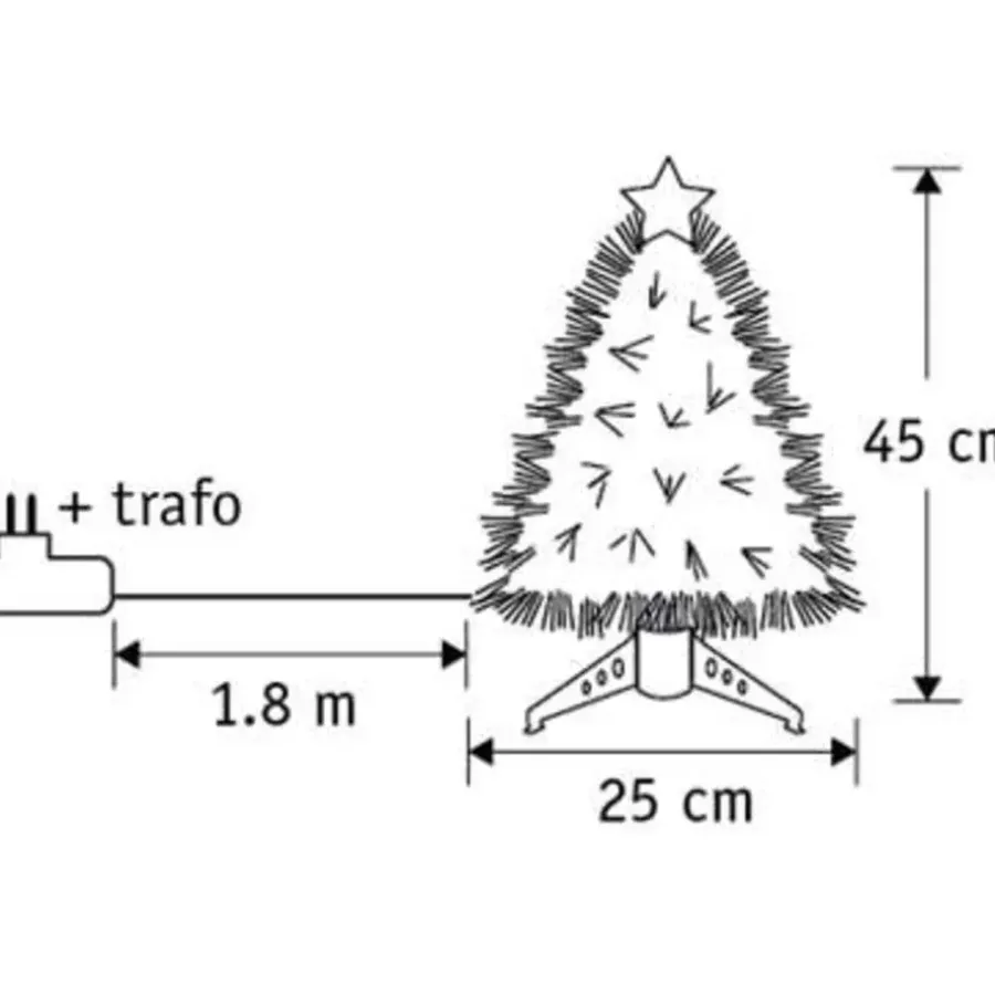Kerstbomen-Luca Lighting Mercury Kunstkerstboom - Fibre Optic - H45 x Ø25 cm