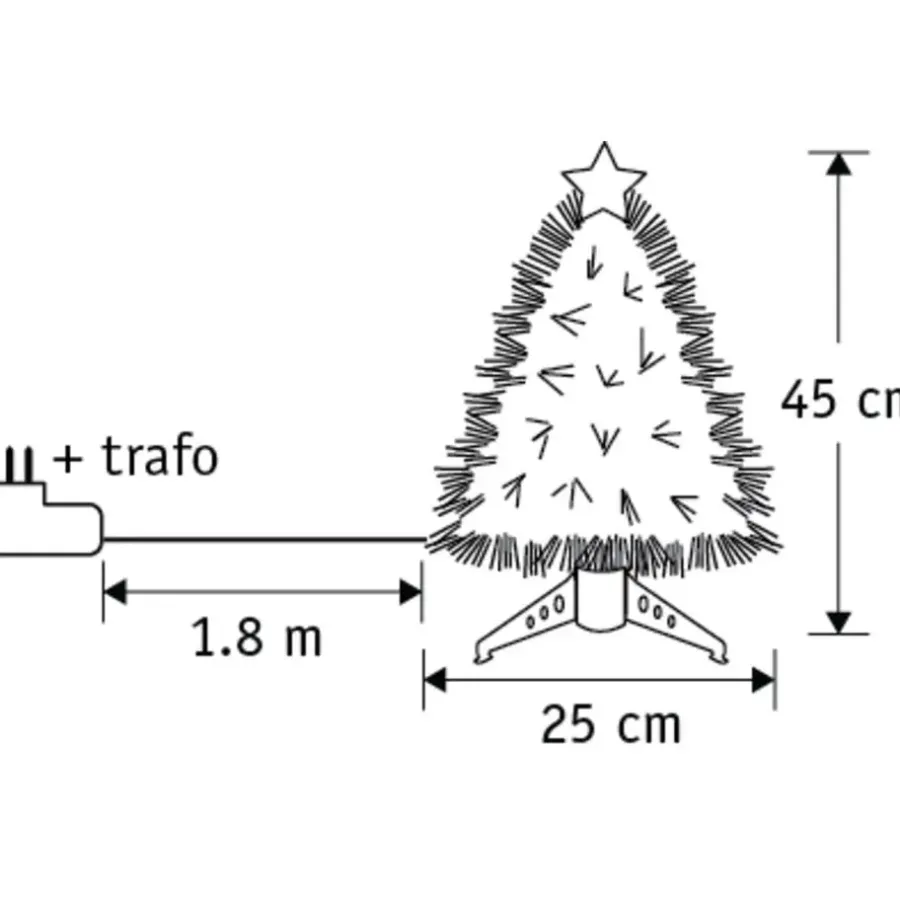 Kerstbomen-Luca Lighting Mercury Kunstkerstboom - Fibre Optic - H45 x Ø25 cm
