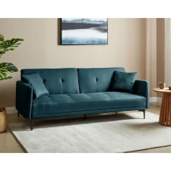 Beliani LUCAN - Slaapbank 3-zits - Blauw - Polyester