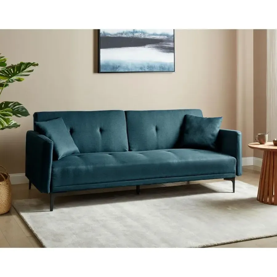 Beliani LUCAN - Slaapbank 3-zits - Blauw - Polyester