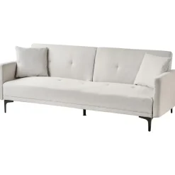 Beliani LUCAN - Slaapbank 3-zits - Lichtbeige - Polyester