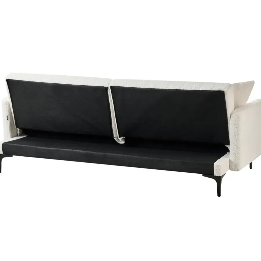 Slaapbanken|Slaapbanken-Beliani LUCAN - Slaapbank 3-zits - Off-white - Polyester