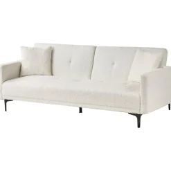Slaapbanken|Slaapbanken-Beliani LUCAN - Slaapbank 3-zits - Off-white - Polyester