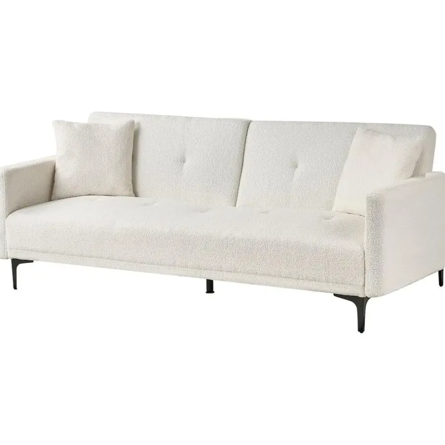 Slaapbanken|Slaapbanken-Beliani LUCAN - Slaapbank 3-zits - Off-white - Polyester