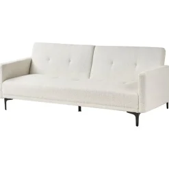 Slaapbanken|Slaapbanken-Beliani LUCAN - Slaapbank 3-zits - Off-white - Polyester