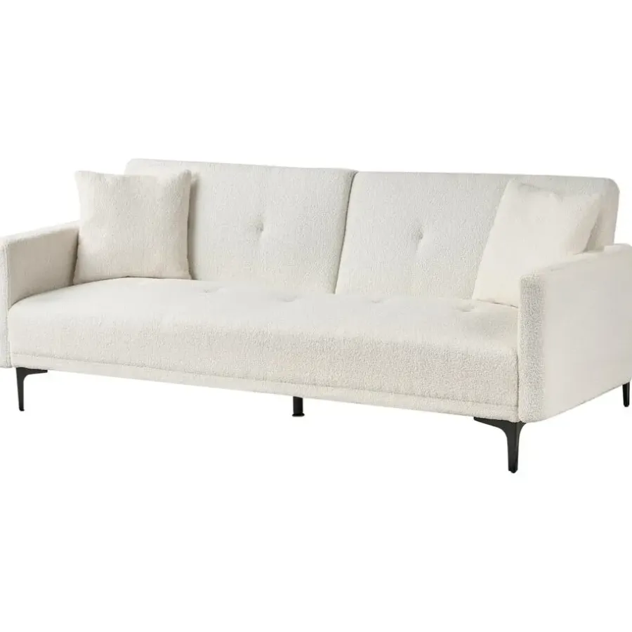 Slaapbanken|Slaapbanken-Beliani LUCAN - Slaapbank 3-zits - Off-white - Polyester