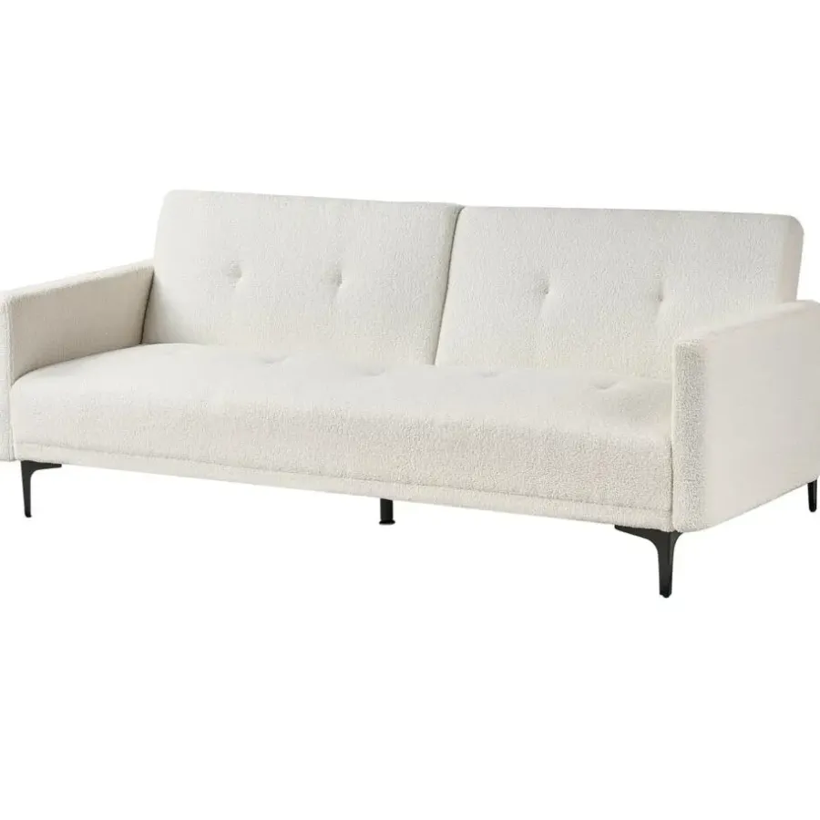 Slaapbanken|Slaapbanken-Beliani LUCAN - Slaapbank 3-zits - Off-white - Polyester