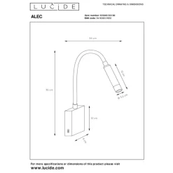 Lucide ALEC Wandspot - Zwart