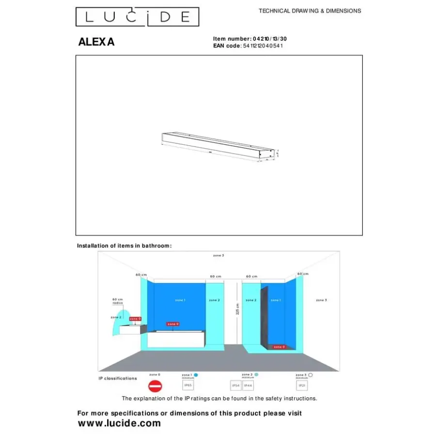 Wandlampen-Lucide ALEXA Wandlamp - Zwart