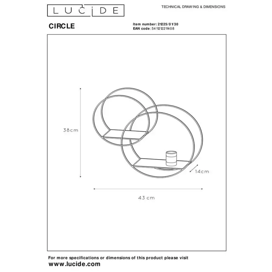 Wandlampen-Lucide CIRCLE Wandlamp - Zwart