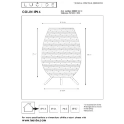 Wandlampen-Lucide COLIN IP44 Tafellamp - Naturel