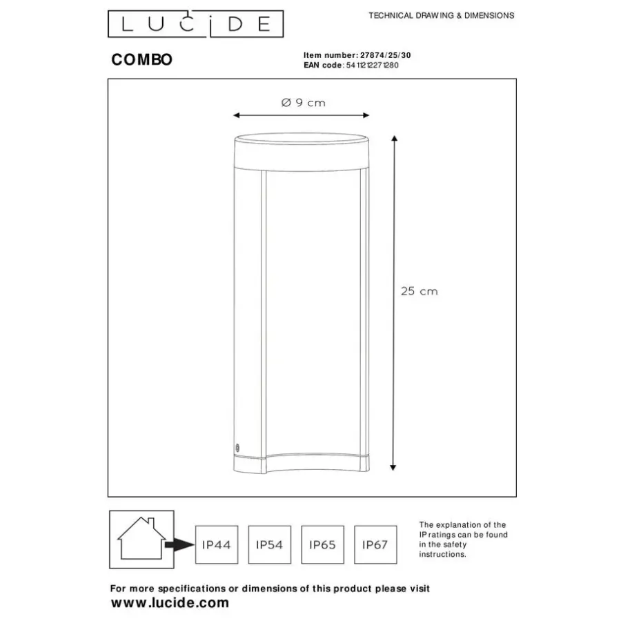 Lucide COMBO Sokkellamp - Zwart