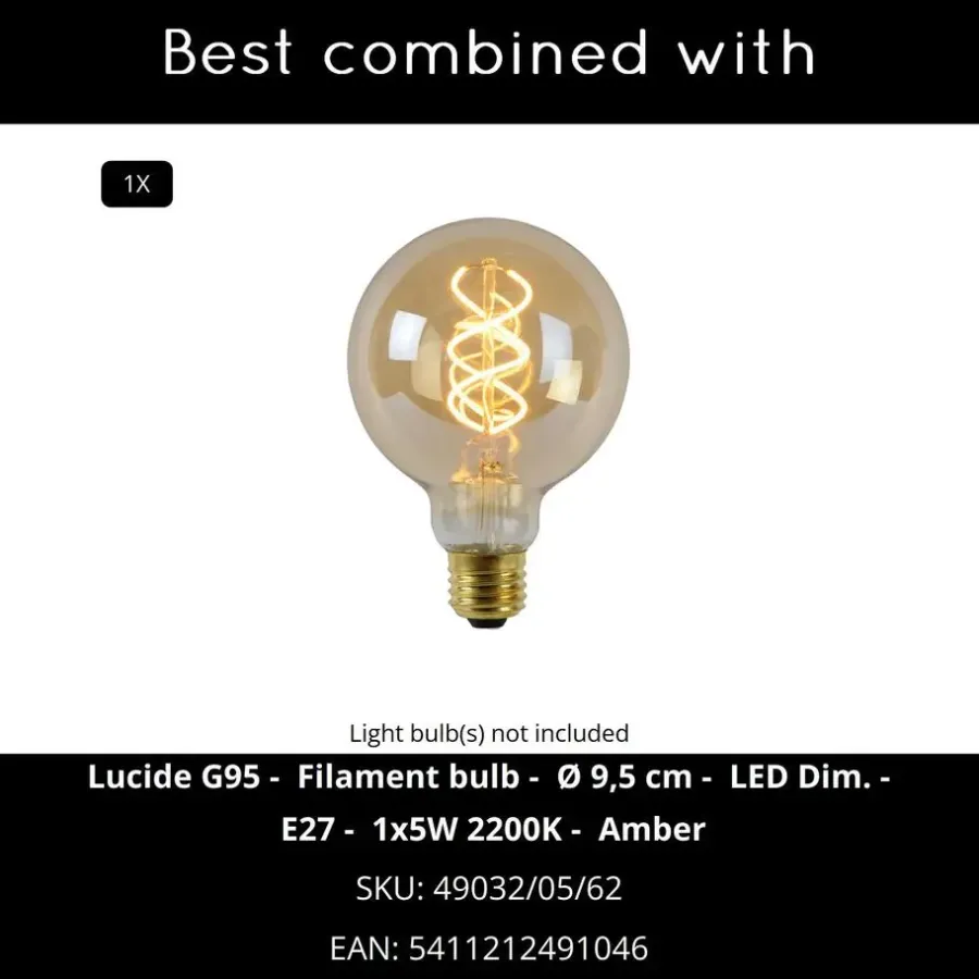 Lucide DANZA Hanglamp - Zwart