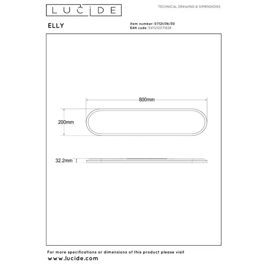 Plafondlampen-Lucide ELLY Plafonnière - Opaal