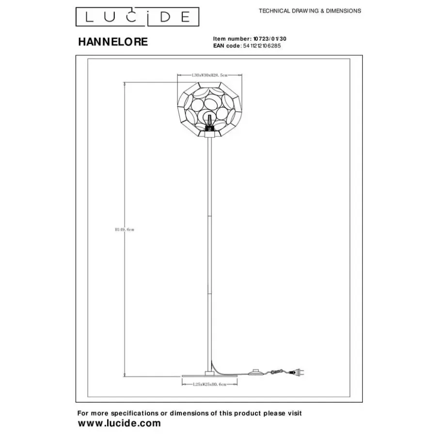 Staande Lampen-Lucide HANNELORE Vloerlamp - Zwart