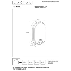Buitenverlichting|Wandlampen-Lucide HUPS IR Wandlamp - Zwart