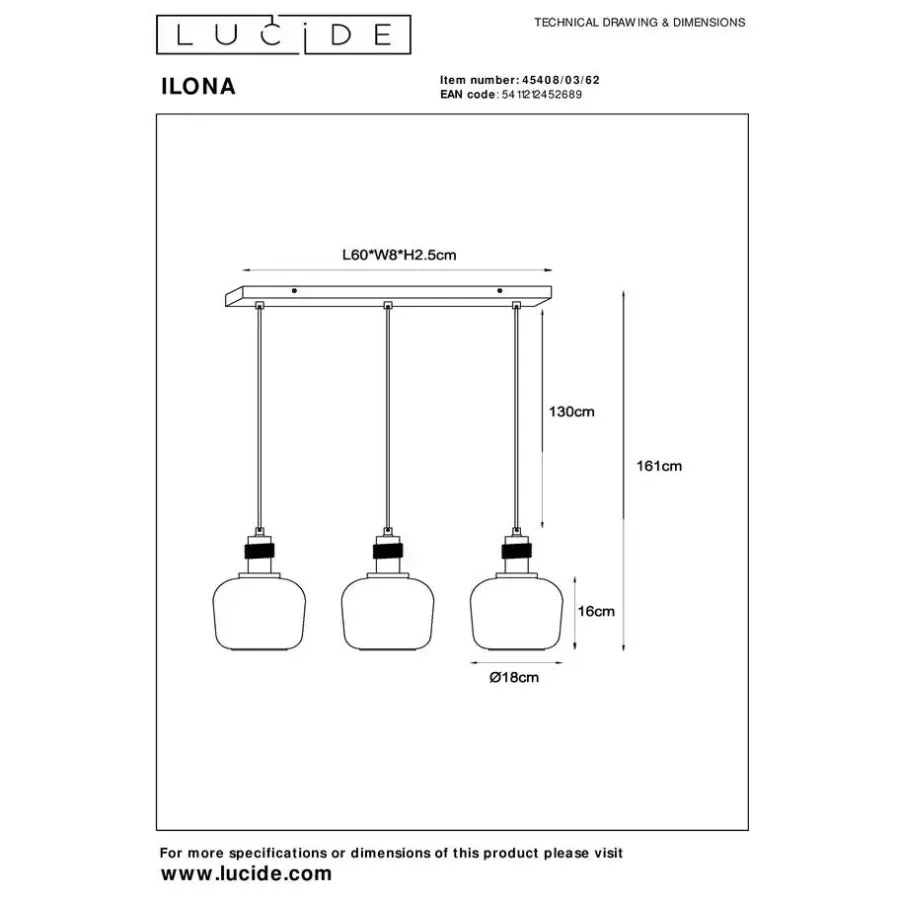 Hanglampen-Lucide ILONA Hanglamp - Amber