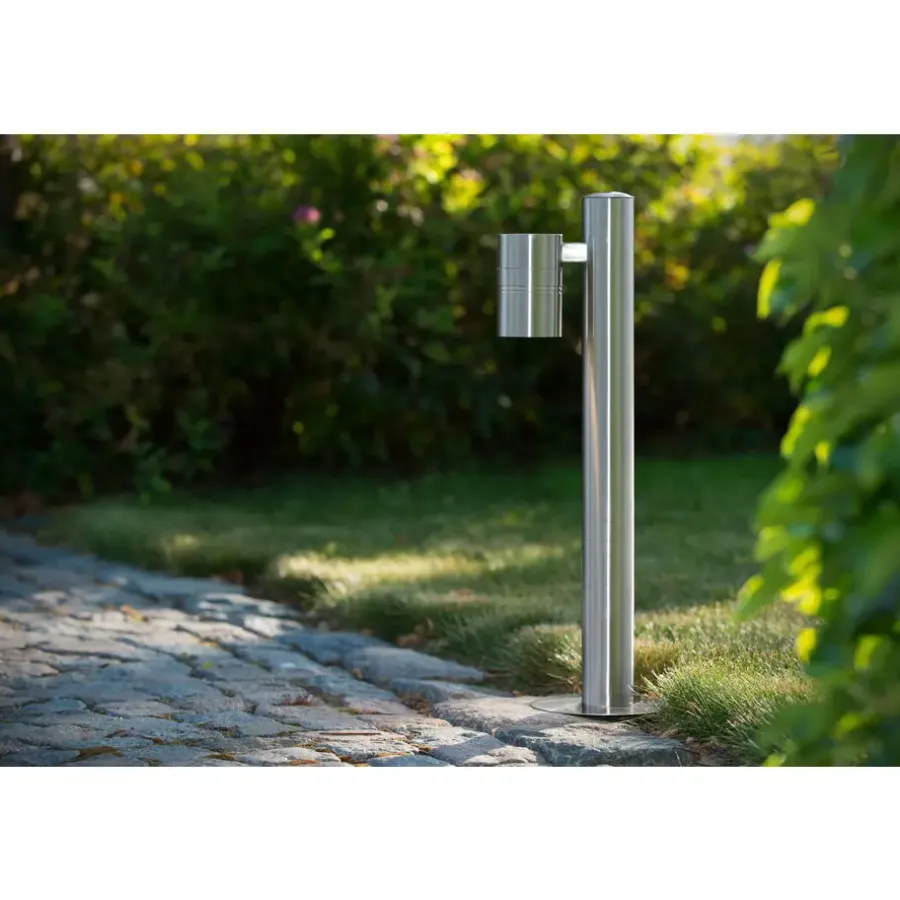 Staande Lampen-Lucide LED sokkellamp buiten ARNE IP44 - mat chroom - Ø6,3 cm