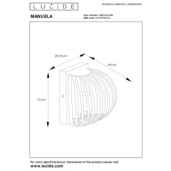 Wandlampen-Lucide MANUELA Wandlamp - Zwart