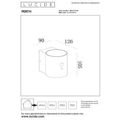 Lucide PERTH Wandlamp - Zwart