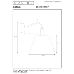 Lucide POSSIO Wandlamp - Grijs