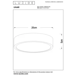 Plafondlampen-Lucide UNAR Plafonnière - Mat Goud / Messing