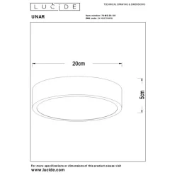 Lucide UNAR Plafonnière - Zwart