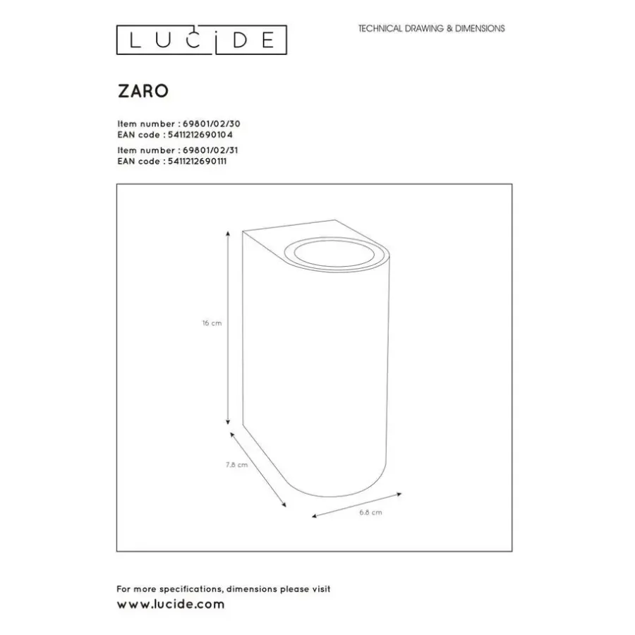 Lucide ZARO Wandspot - Wit
