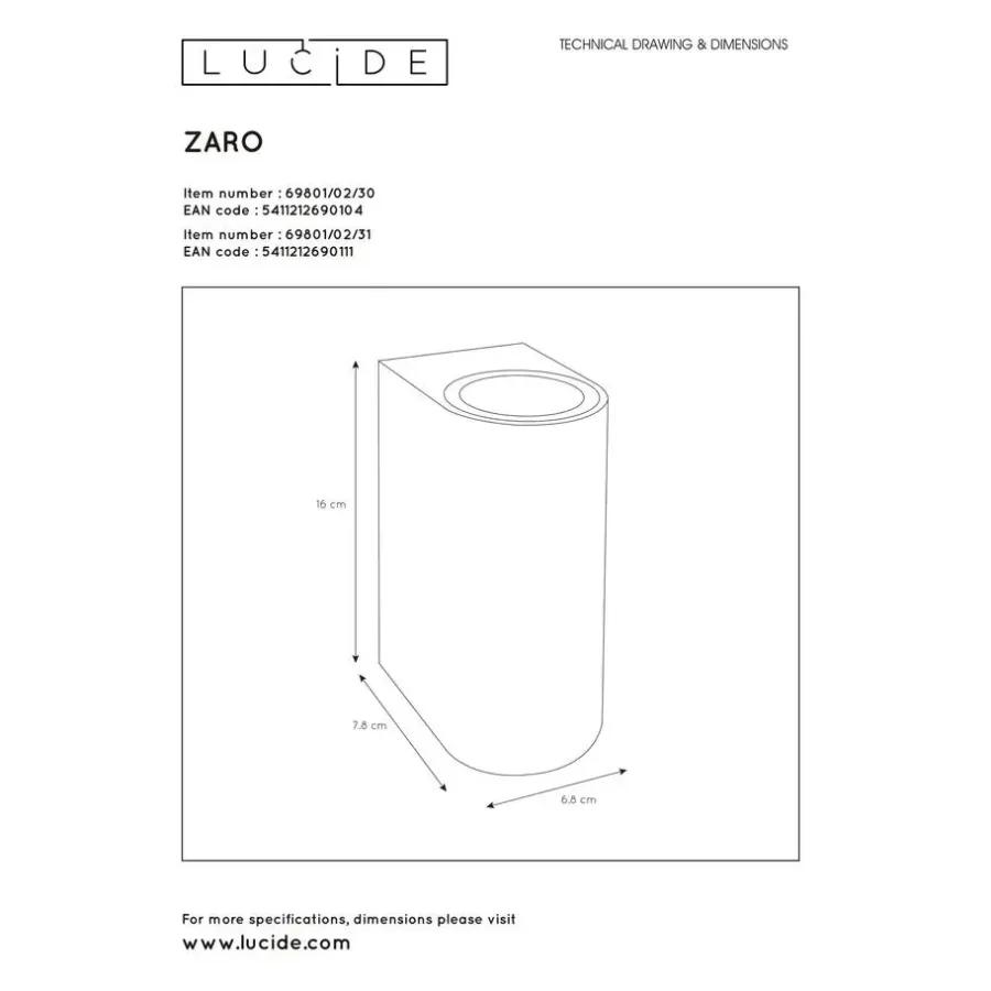 Lucide ZARO Wandspot - Zwart