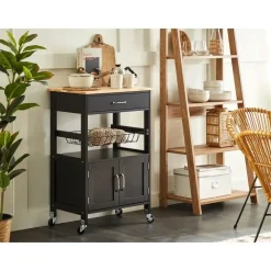 Trolleys-Beliani LUGO - Keukentrolley - Zwart - MDF