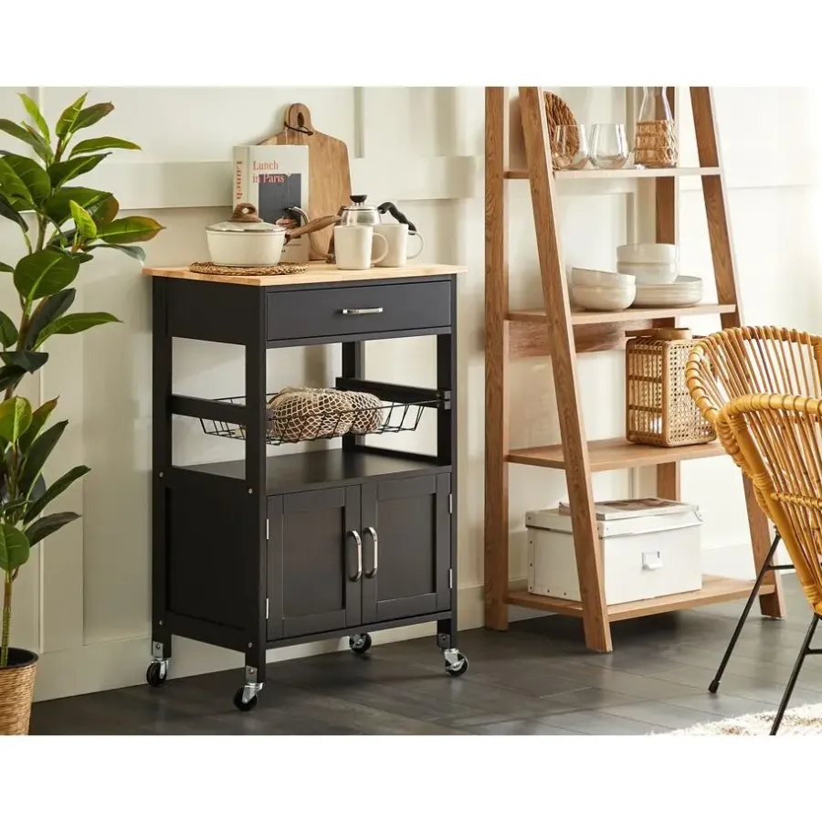 Trolleys-Beliani LUGO - Keukentrolley - Zwart - MDF