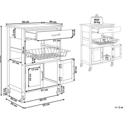 Trolleys-Beliani LUGO - Keukentrolley - Zwart - MDF