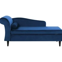 Loveseats-Beliani LUIRO - Chaise longue - Blauw - Linkerzijde - Fluweel