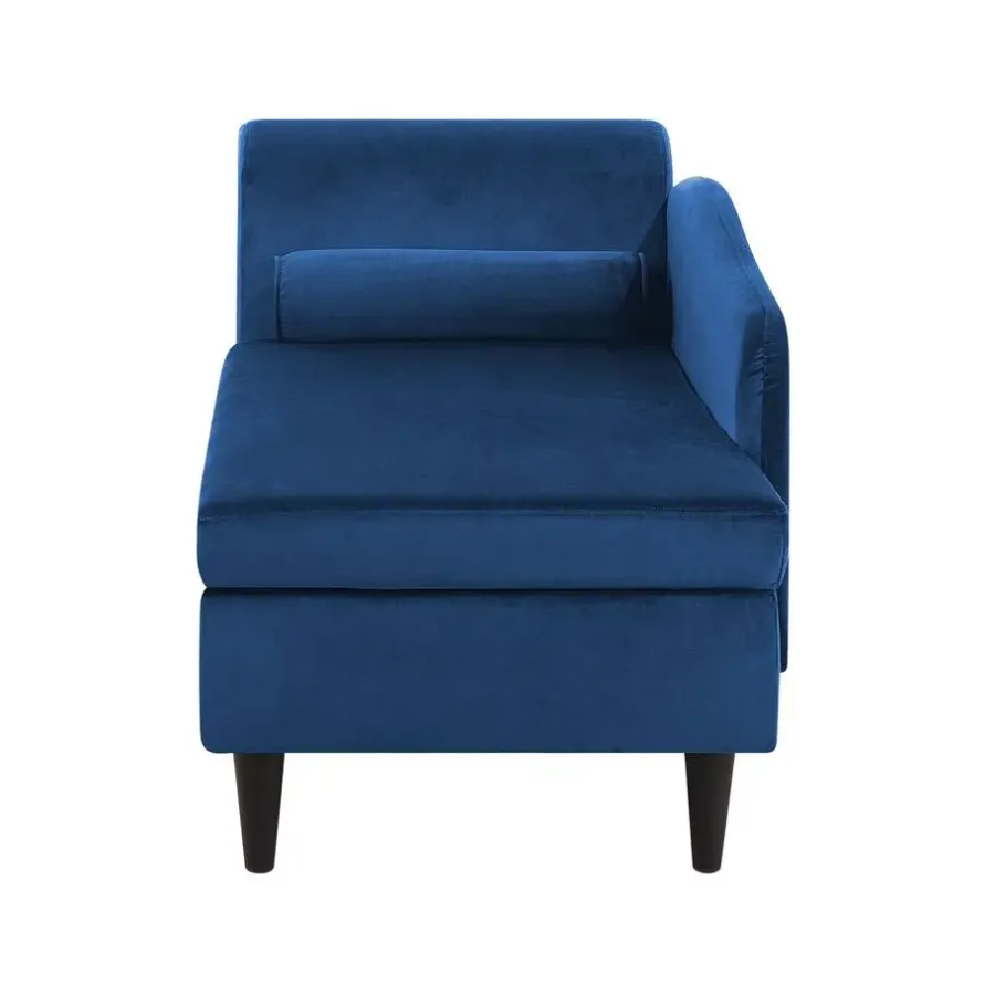Loveseats-Beliani LUIRO - Chaise longue - Blauw - Linkerzijde - Fluweel