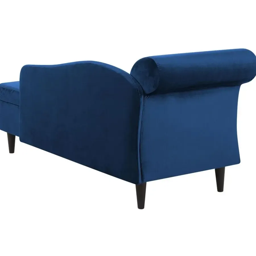 Loveseats-Beliani LUIRO - Chaise longue - Blauw - Linkerzijde - Fluweel