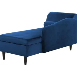 Loveseats-Beliani LUIRO - Chaise longue - Blauw - Linkerzijde - Fluweel