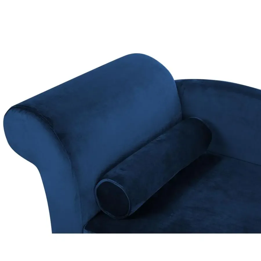 Loveseats-Beliani LUIRO - Chaise longue - Blauw - Linkerzijde - Fluweel