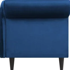 Loveseats-Beliani LUIRO - Chaise longue - Blauw - Linkerzijde - Fluweel