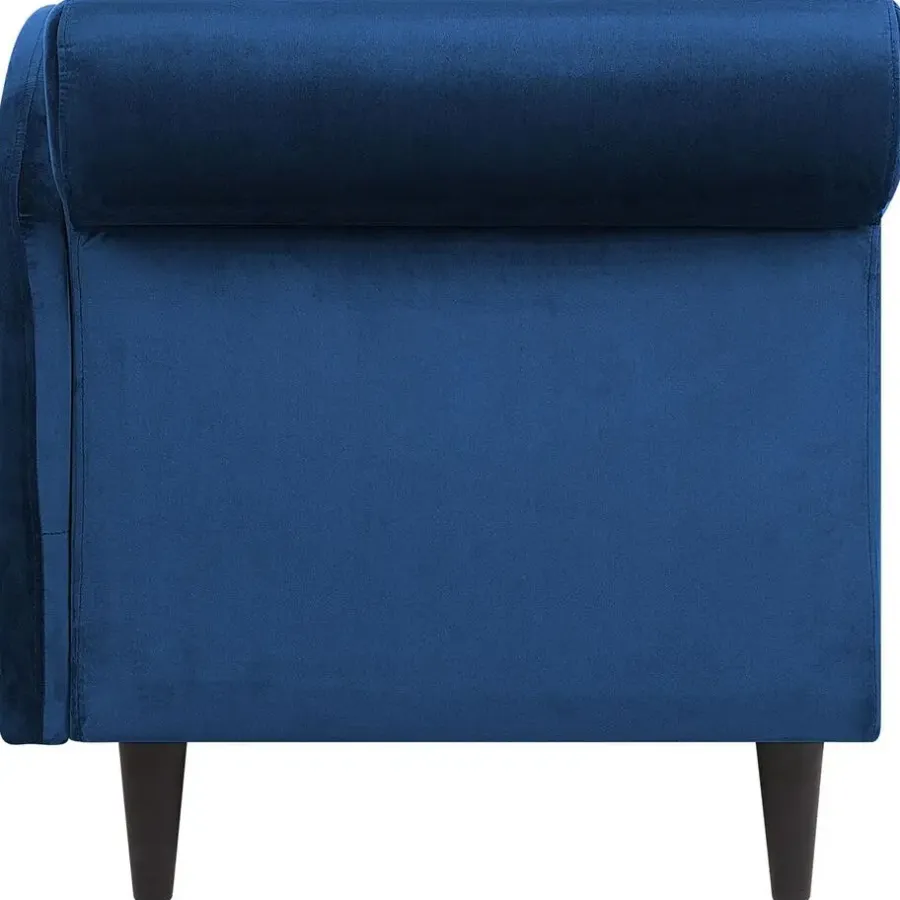 Loveseats-Beliani LUIRO - Chaise longue - Blauw - Linkerzijde - Fluweel