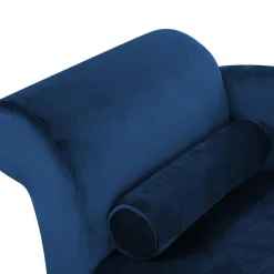 Loveseats-Beliani LUIRO - Chaise longue - Blauw - Linkerzijde - Fluweel