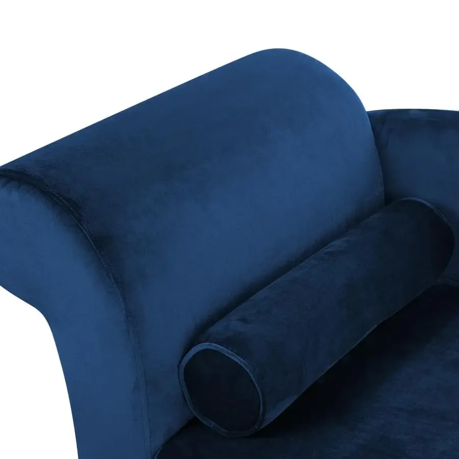 Loveseats-Beliani LUIRO - Chaise longue - Blauw - Linkerzijde - Fluweel