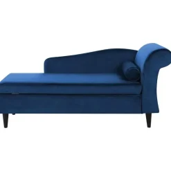 Beliani LUIRO - Chaise longue - Blauw - Rechterzijde - Fluweel