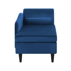 Beliani LUIRO - Chaise longue - Blauw - Rechterzijde - Fluweel